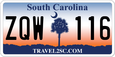 SC license plate ZQW116