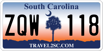 SC license plate ZQW118