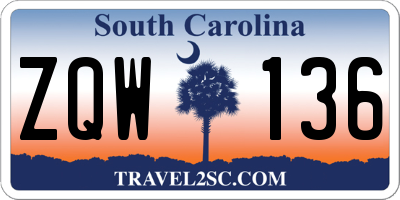 SC license plate ZQW136