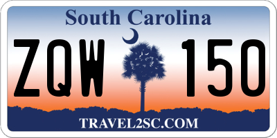 SC license plate ZQW150