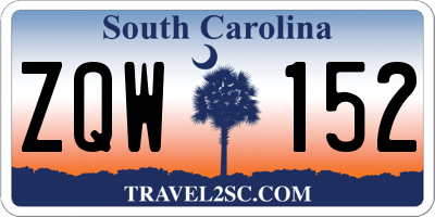 SC license plate ZQW152