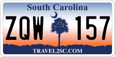 SC license plate ZQW157