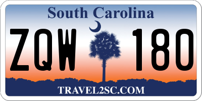 SC license plate ZQW180