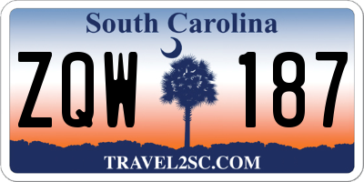 SC license plate ZQW187
