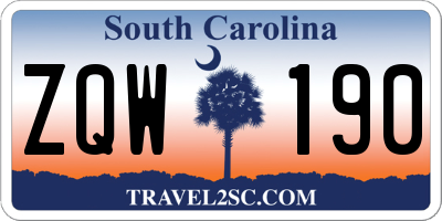 SC license plate ZQW190