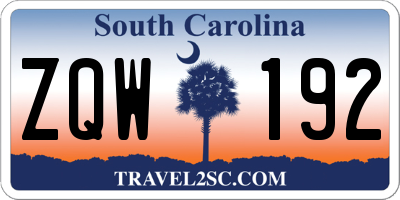 SC license plate ZQW192