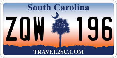 SC license plate ZQW196