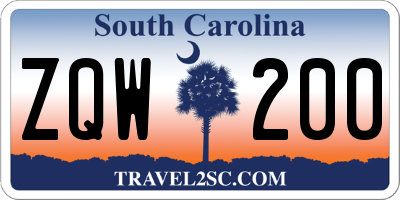 SC license plate ZQW200