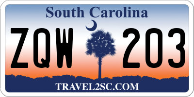 SC license plate ZQW203