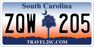 SC license plate ZQW205