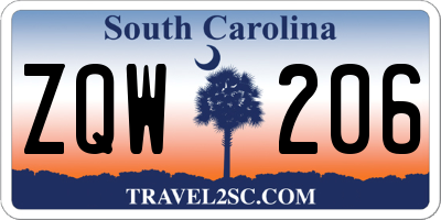 SC license plate ZQW206