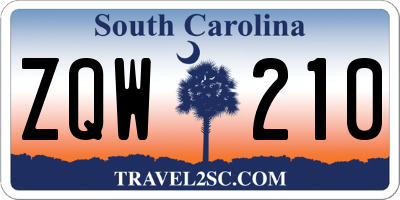 SC license plate ZQW210