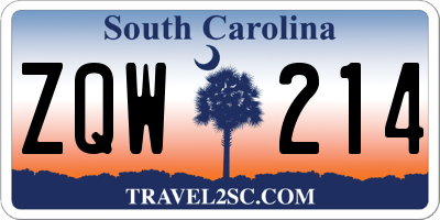 SC license plate ZQW214