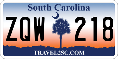 SC license plate ZQW218