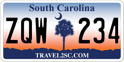 SC license plate ZQW234