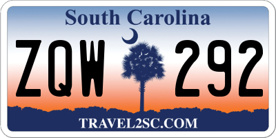 SC license plate ZQW292