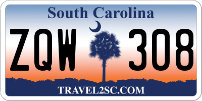 SC license plate ZQW308