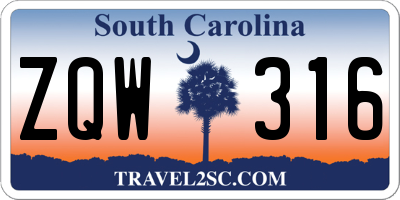 SC license plate ZQW316