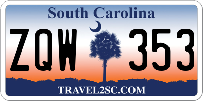 SC license plate ZQW353