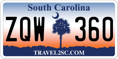 SC license plate ZQW360