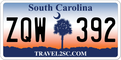 SC license plate ZQW392