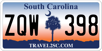 SC license plate ZQW398