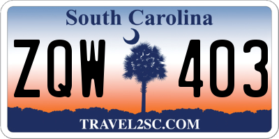 SC license plate ZQW403
