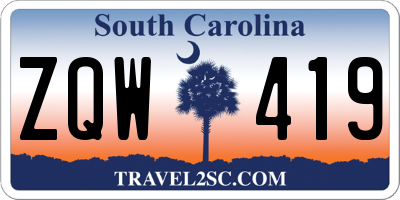 SC license plate ZQW419