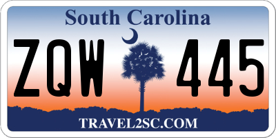 SC license plate ZQW445
