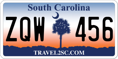 SC license plate ZQW456