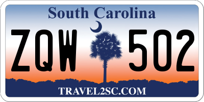 SC license plate ZQW502