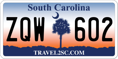 SC license plate ZQW602
