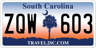 SC license plate ZQW603