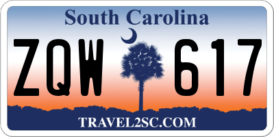 SC license plate ZQW617