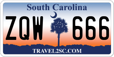 SC license plate ZQW666