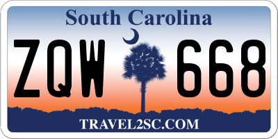 SC license plate ZQW668