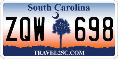 SC license plate ZQW698