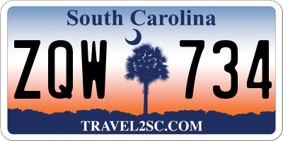 SC license plate ZQW734