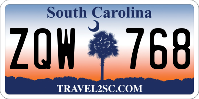 SC license plate ZQW768