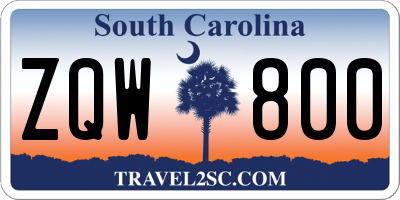 SC license plate ZQW800