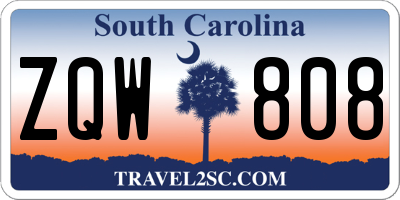 SC license plate ZQW808