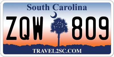 SC license plate ZQW809