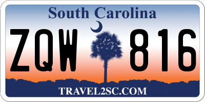 SC license plate ZQW816