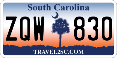 SC license plate ZQW830