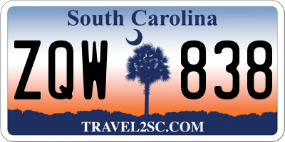 SC license plate ZQW838