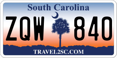SC license plate ZQW840