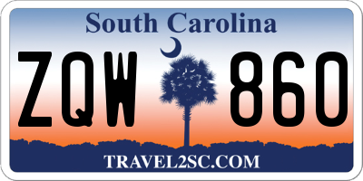 SC license plate ZQW860