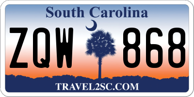SC license plate ZQW868