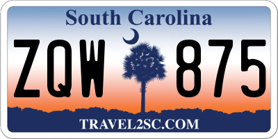 SC license plate ZQW875