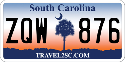 SC license plate ZQW876